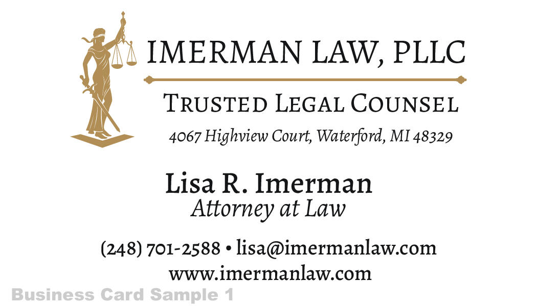 Imerman Law Business Card Sample