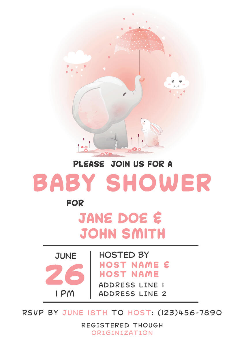 Pink Elephant Baby Shower Generic Pink Elephant Baby Shower Generic