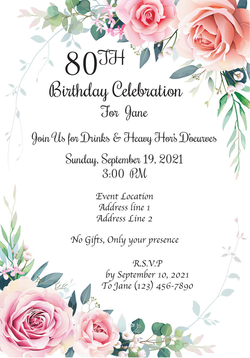 Floral Birthday Invite Generic